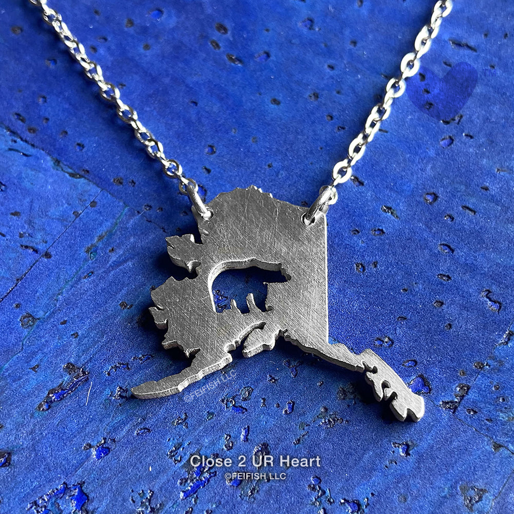 Alaska State Necklace with Bear