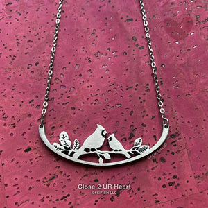 Cardinals on Branch Necklace by Close 2 UR Heart