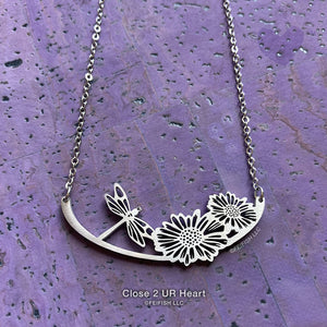Dragonfly with Flowers Necklace by Close 2 UR Heart
