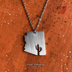 Arizona State Map Necklace by Close 2 UR Heart