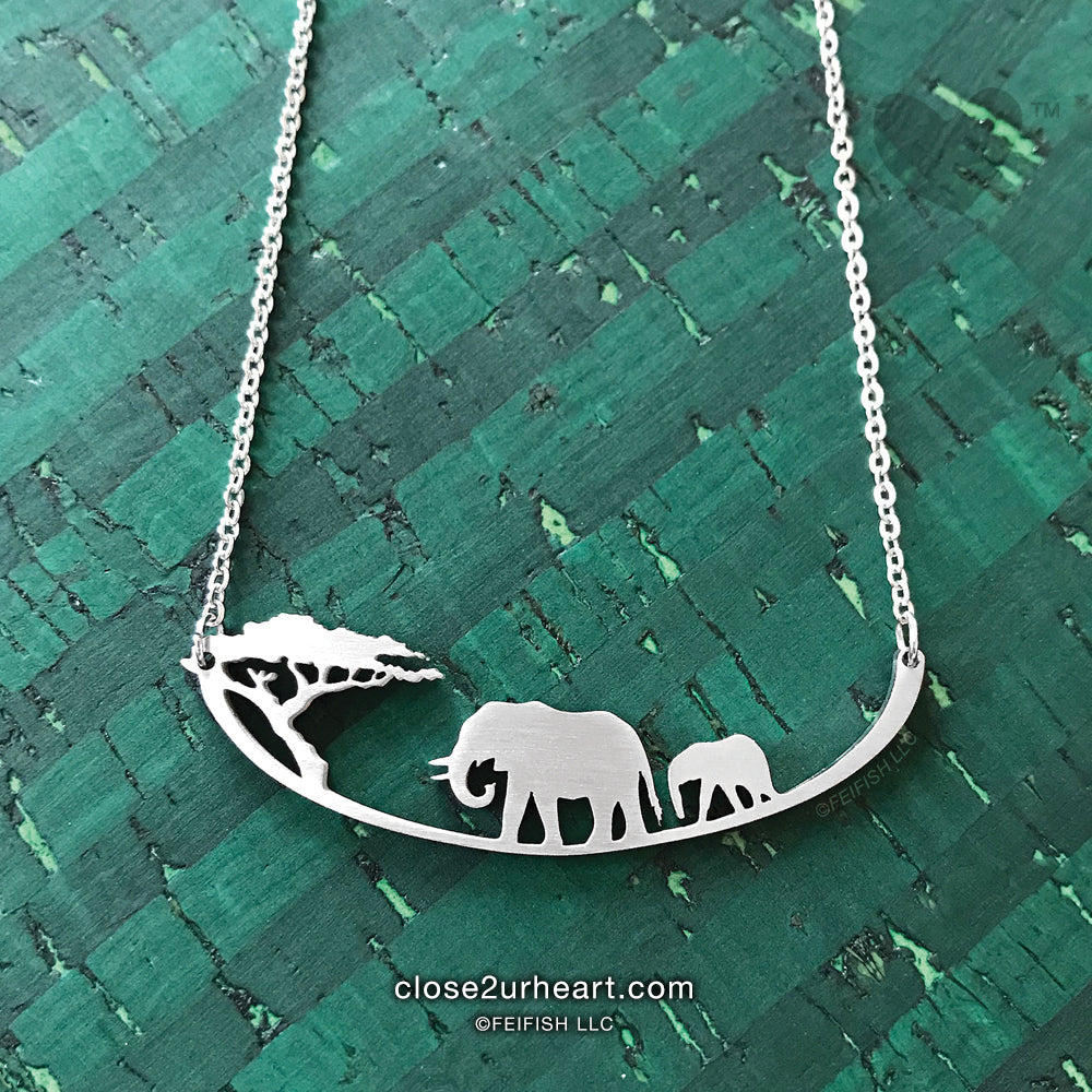 Elephants Necklace by Close 2 UR Heart