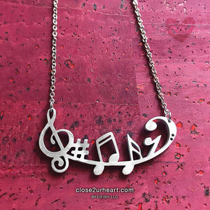 Close 2 UR Heart Music Symbols Necklace