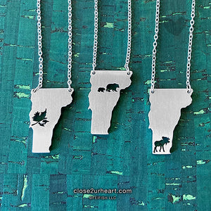 Vermont State Map Necklace by Close 2 UR Heart