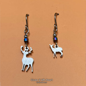Deer and Fawn Stainless Steel Earrings