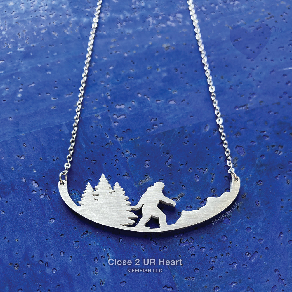 Bigfoot in Forest Necklace by Close 2 UR Heart