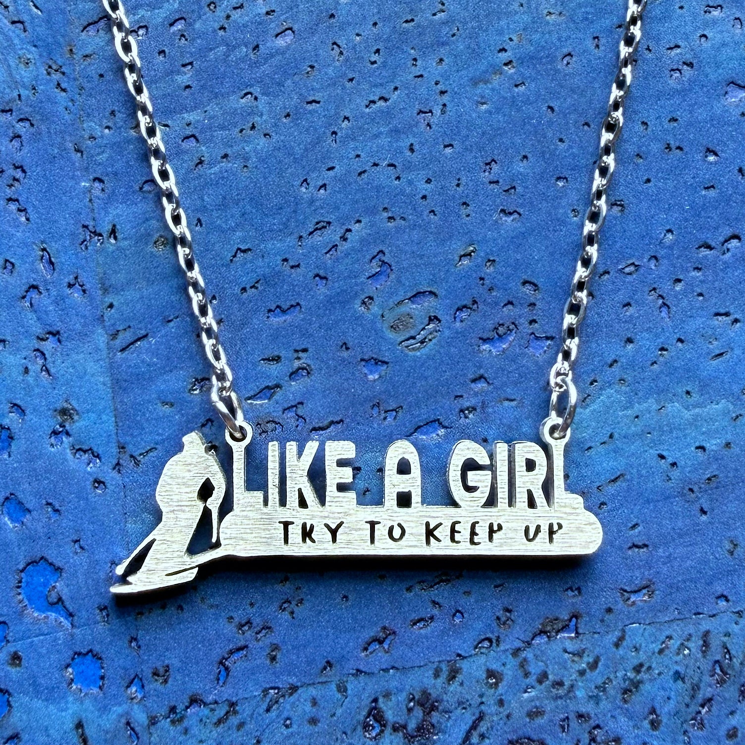 Like A Girl, Skier Stainless Steel Necklace by Close 2 UR Heart