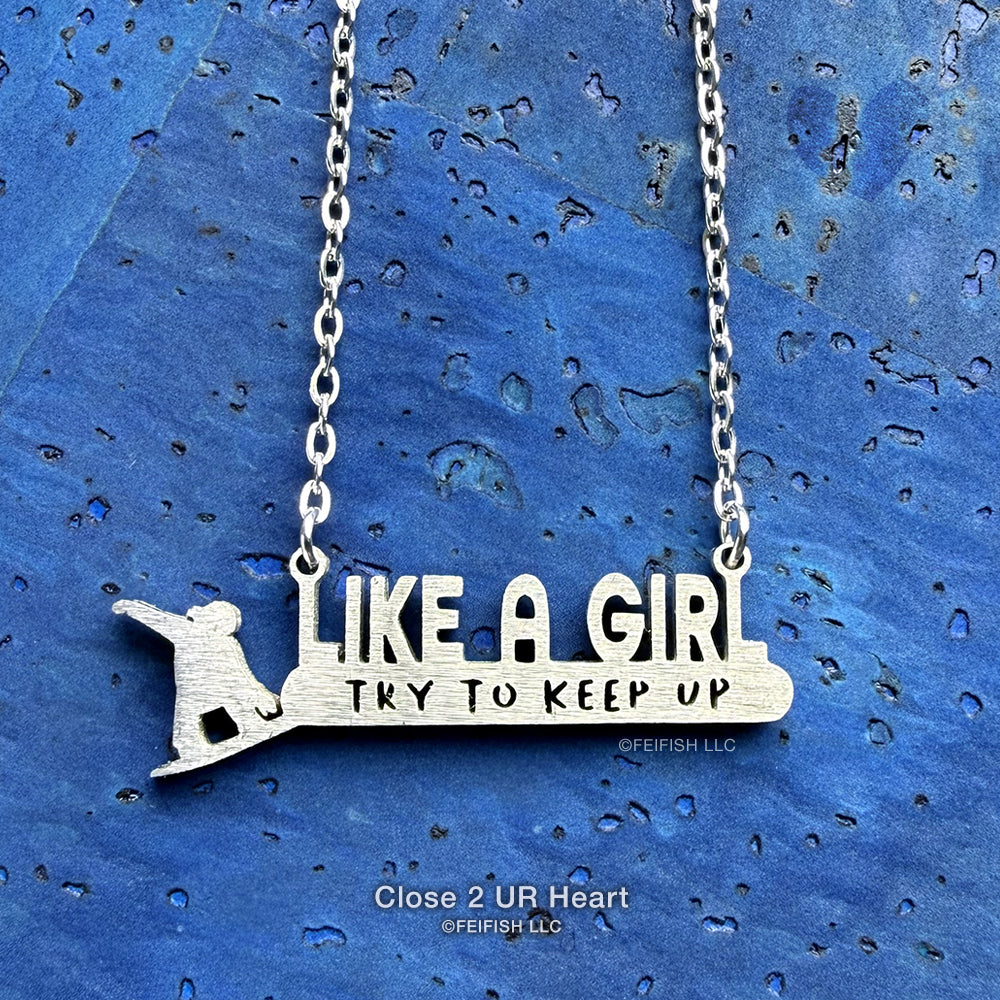 Like A Girl, Snowboarder Stainless Steel Necklace by Close 2 UR Heart