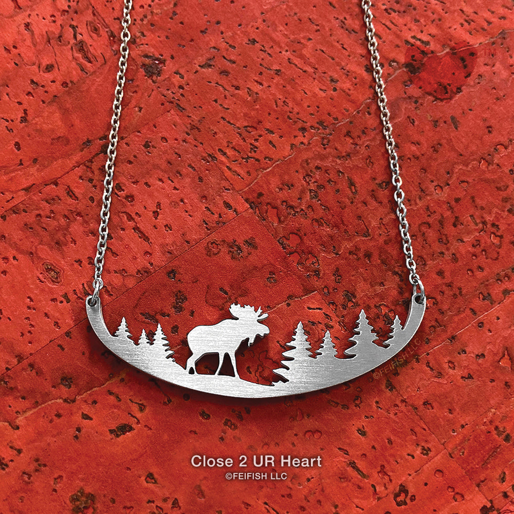 Moose in The Forest Necklace by Close 2 UR Heart