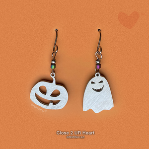 Happy Halloween Pumpkin and Ghost Stainless Steel Earrings