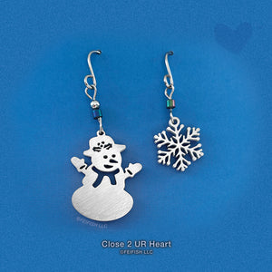 Snowman and Snowflake Stainless Steel Earrings