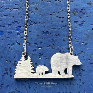Mother Bear and Cub Scenic Necklace by Close 2 UR Heart