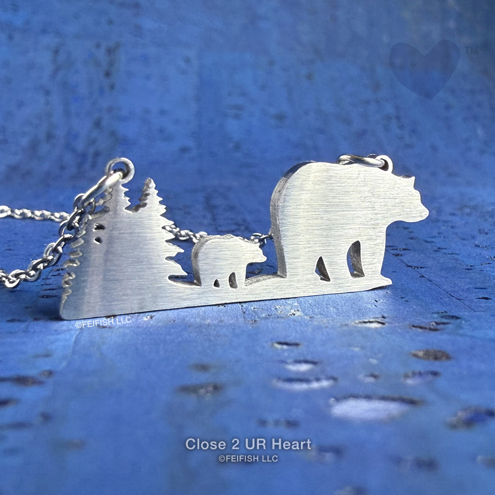 Mother Bear and Cub Scenic Necklace by Close 2 UR Heart