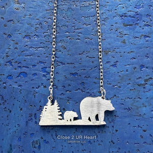 Mother Bear and Cub Scenic Necklace by Close 2 UR Heart