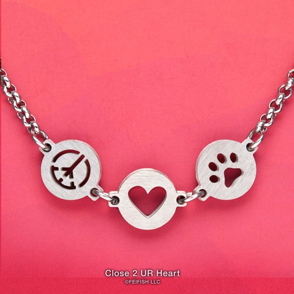 Mini-O Bolo Bracelet, Peace Heart Paw, by Close 2 UR Heart