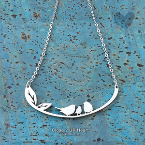 Songbirds with 1 Chick Necklace by Close 2 UR Heart