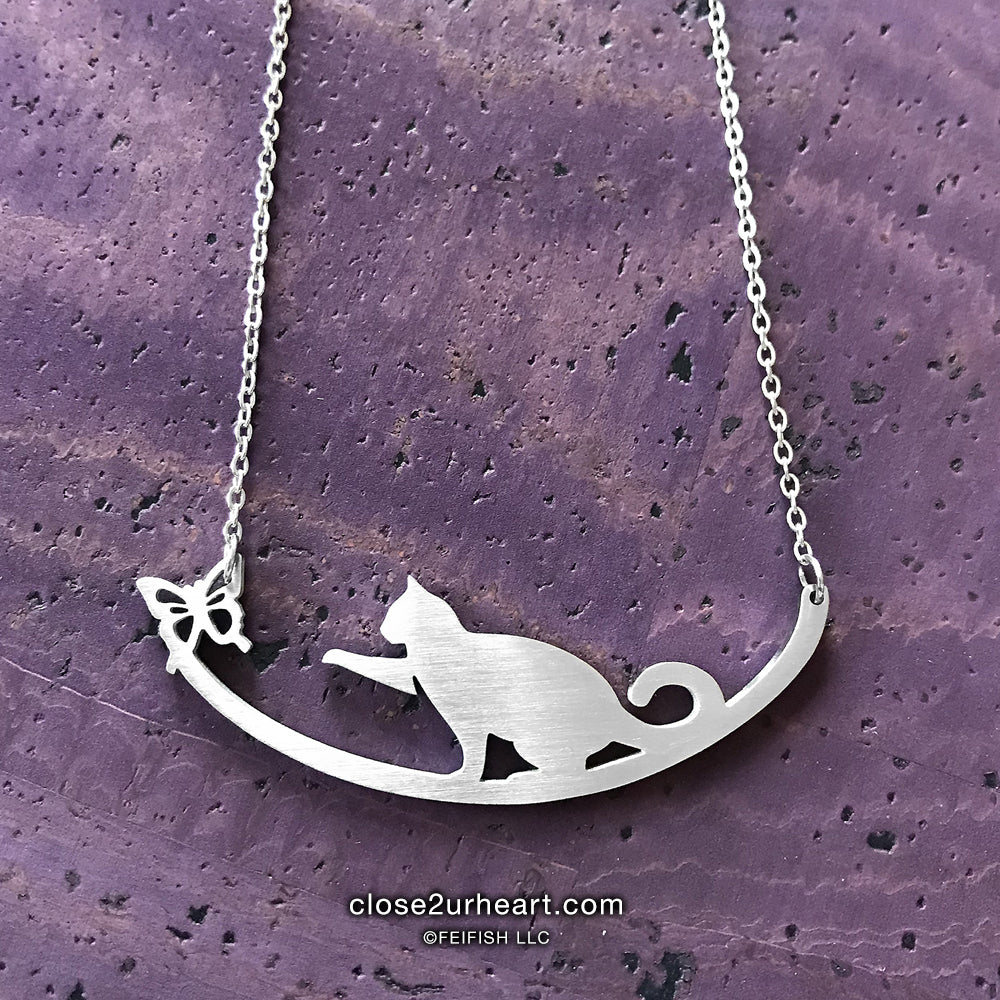 Cremation Necklace With Black Cat Silhouette | Oneworld Memorials
