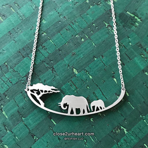 Elephants Necklace by Close 2 UR Heart