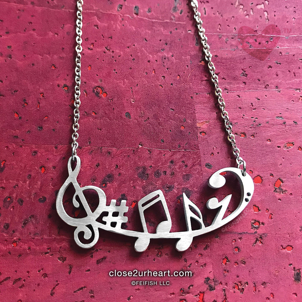 Close 2 UR Heart Music Symbols Necklace