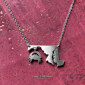 Maryland State Map Necklace by Close 2 UR Heart