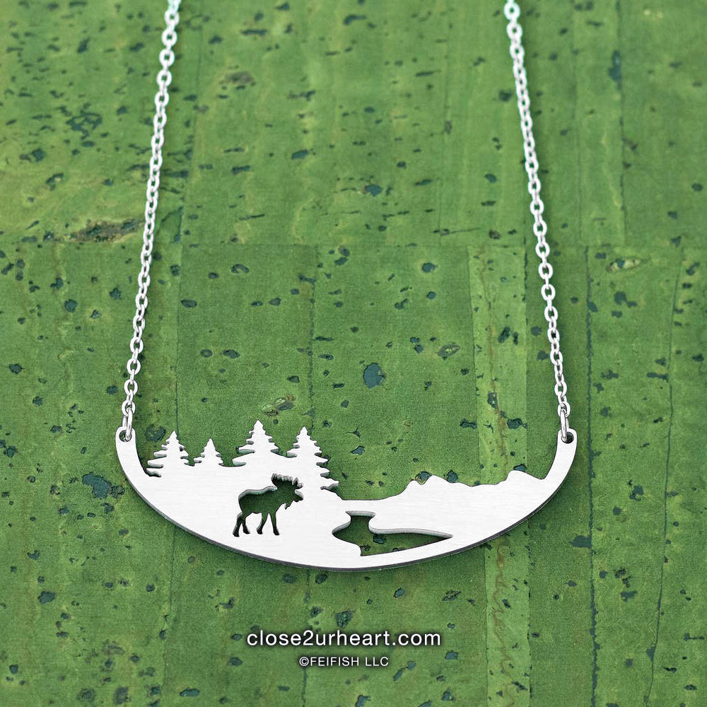 Moose on The River Necklace by Close 2 UR Heart 