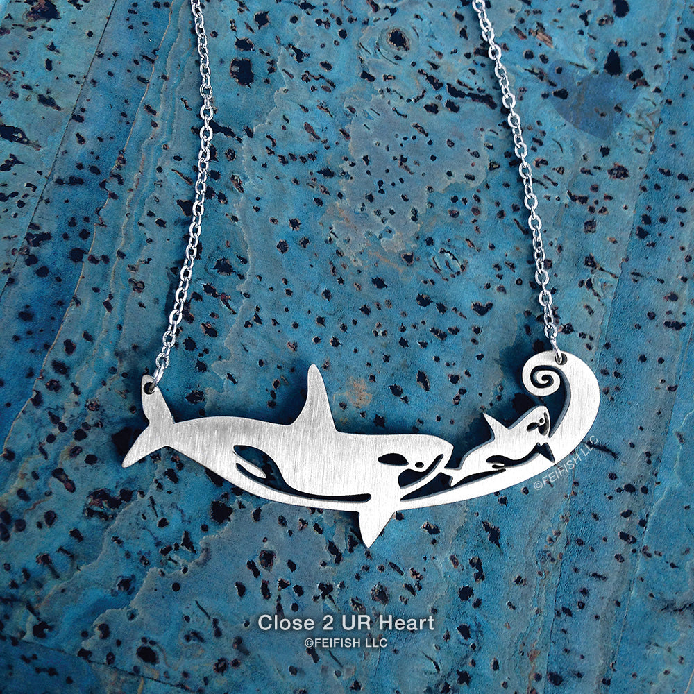 Orca and Calf Necklace by Close 2 UR Heart