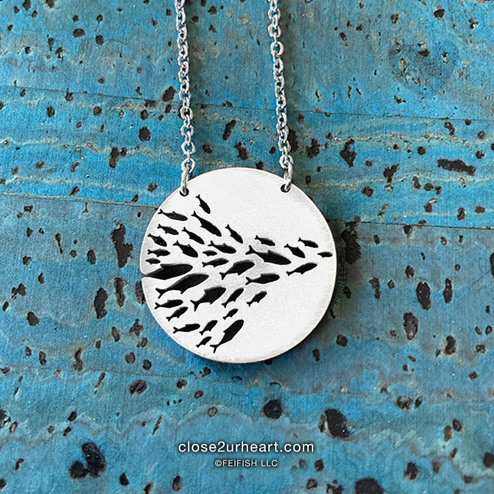 Sterling Silver School of Fish Pendant