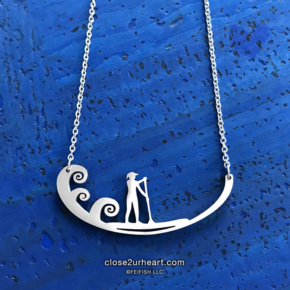 Close 2 UR Heart SUP Paddleboarder Necklace