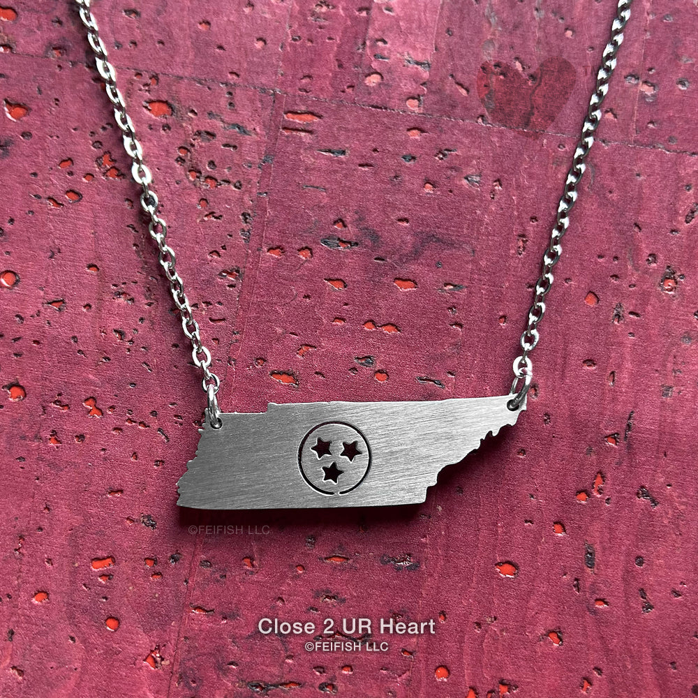 Tennessee Stars State Map Necklace