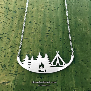 Close 2 UR Heart Tent Camping Necklace
