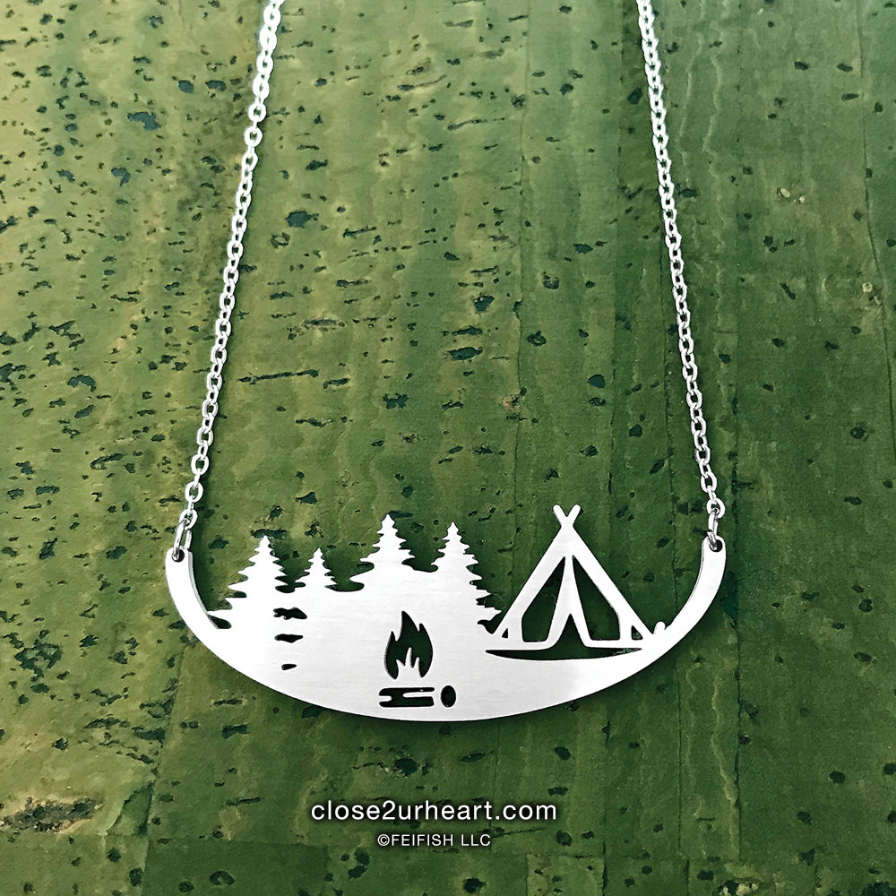 Close 2 UR Heart Tent Camping Necklace