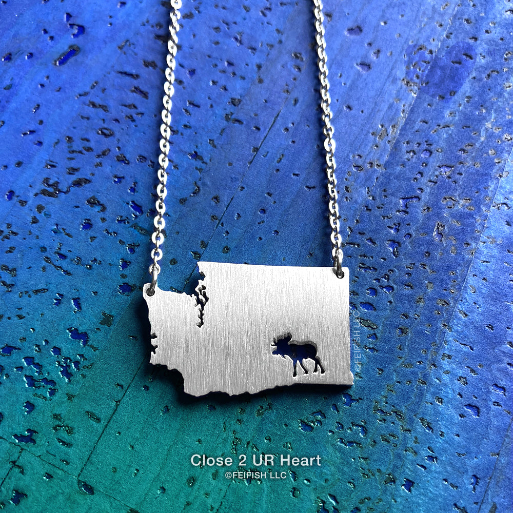 Washington State Map Necklace