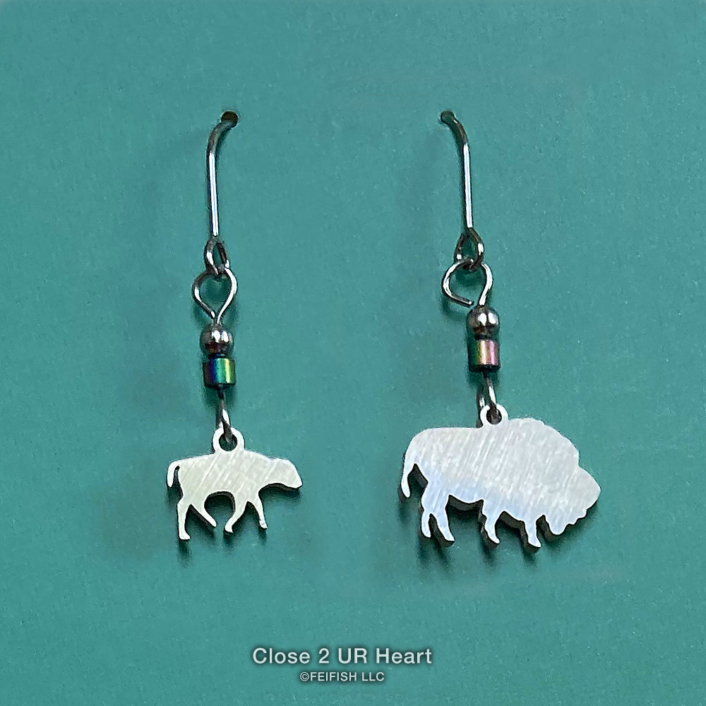 Bison and Calf Stainless Steel Earrings