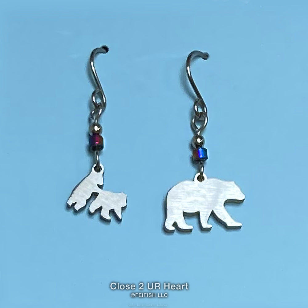 Close 2 UR Heart Bear and 2 Cubs Earrings