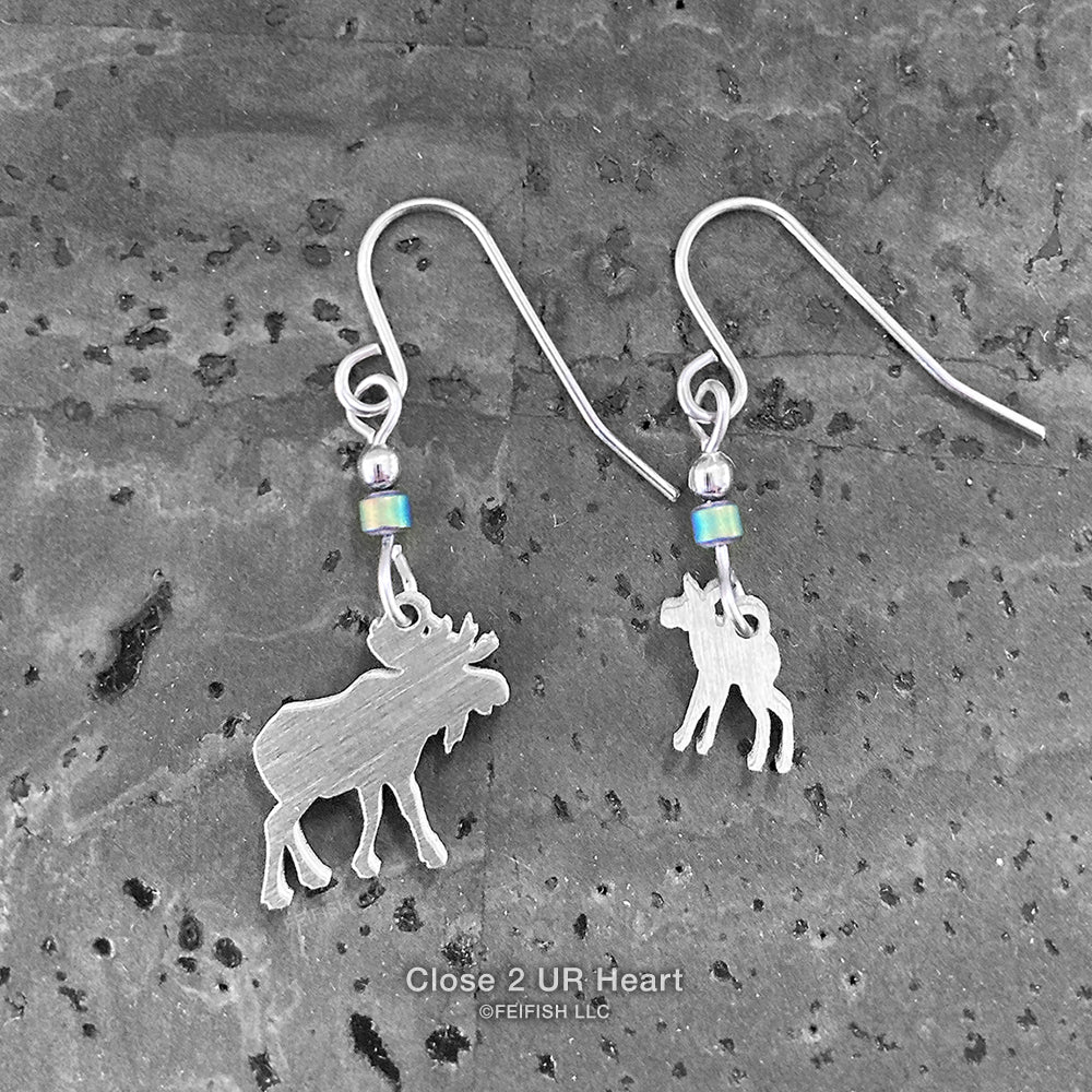 Close 2 UR Heart Moose Earrings