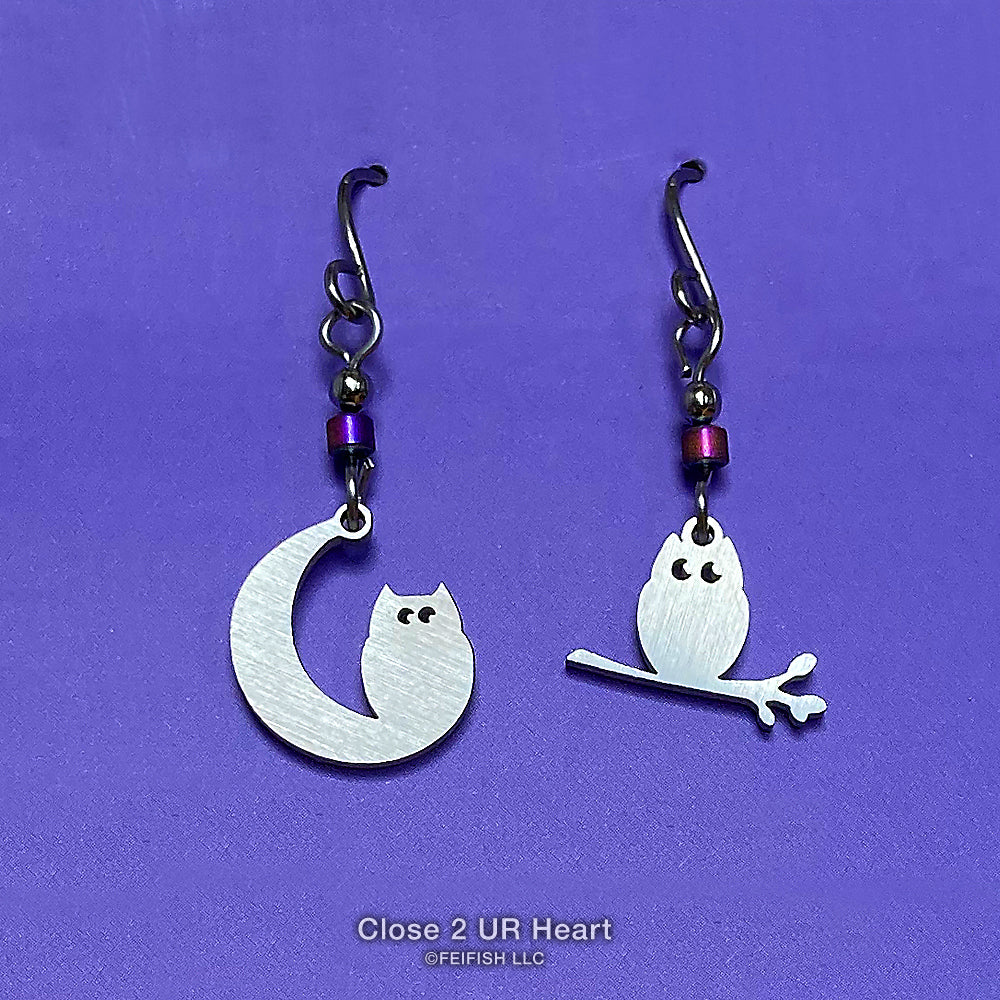 Night Owls Stainless Steel Earrings