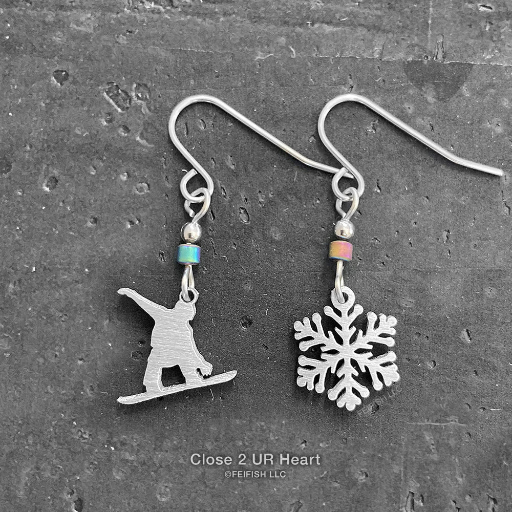Close 2 UR Heart Snowboarder Earrings #ADK #Adirondacks