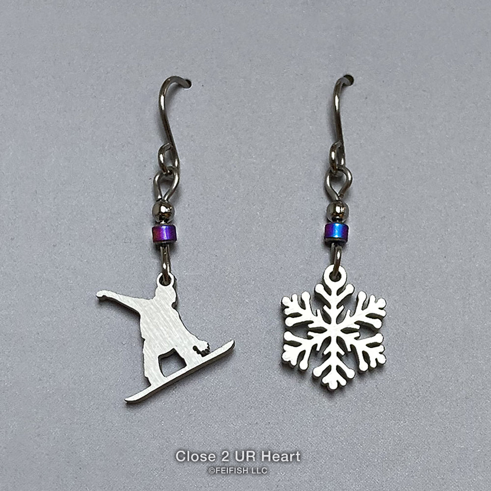 Close 2 UR Heart Snowboarder Earrings #ADK #Adirondacks