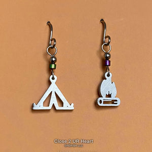 Camp Fire and Tent Stainless Steel Earrings