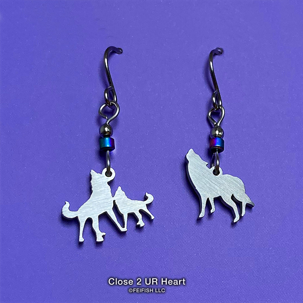 Howling Wolves Stainless Steel Earrings