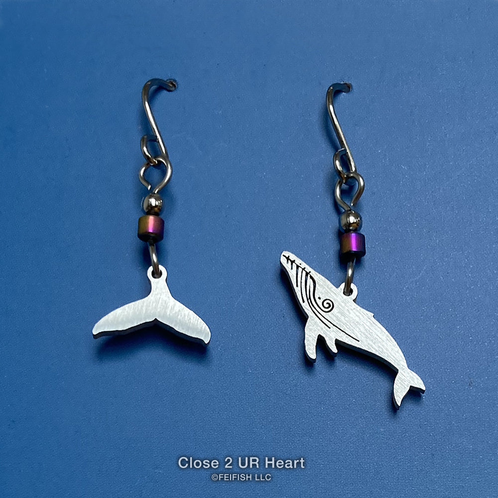 Whale and Fluke Stainless Steel Earrings