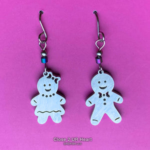 Close 2 UR Heart Gingerbread Man and Woman Stainless Steel Earrings