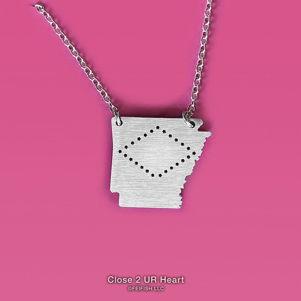 Arkansas State Map Necklace by Close 2 UR Heart
