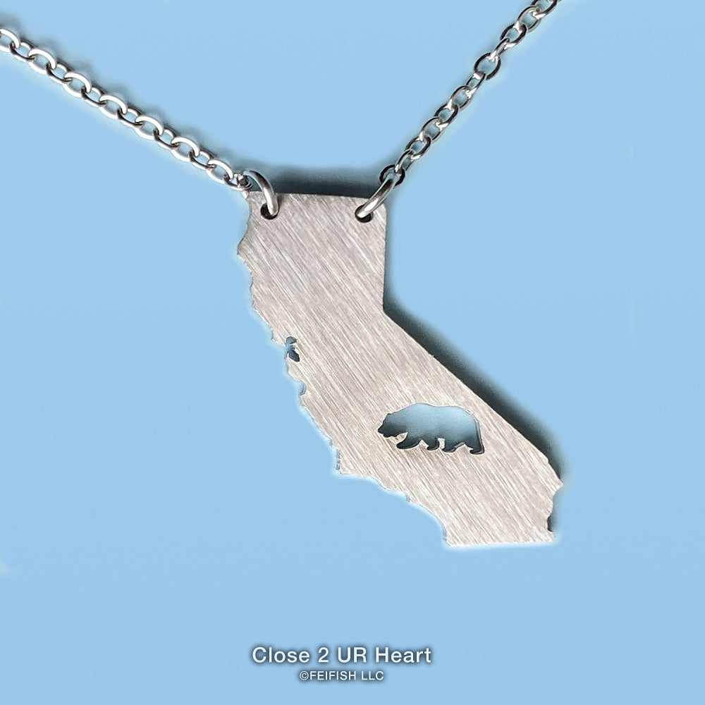 Silver California Outline Necklace Silver California Outline Necklace
