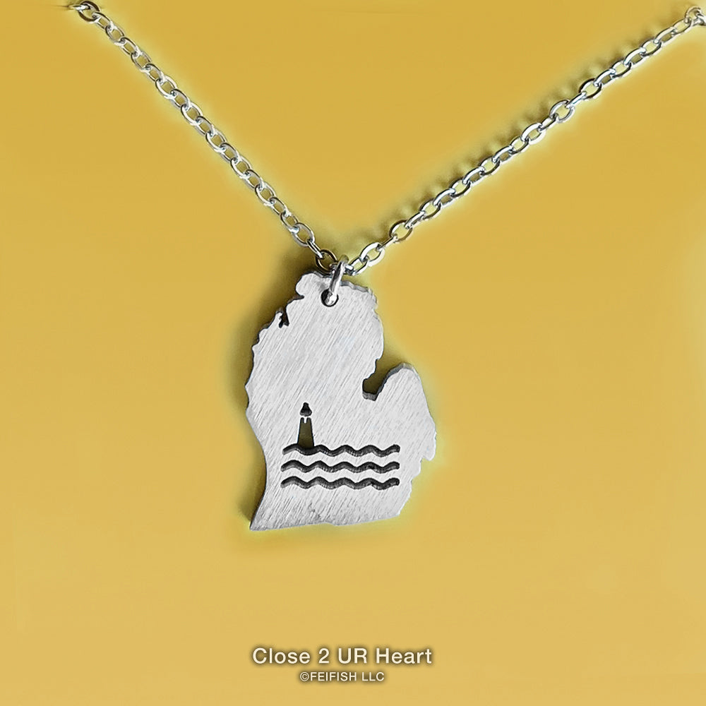 Michigan Mitten State Map Necklace by Close 2 UR Heart