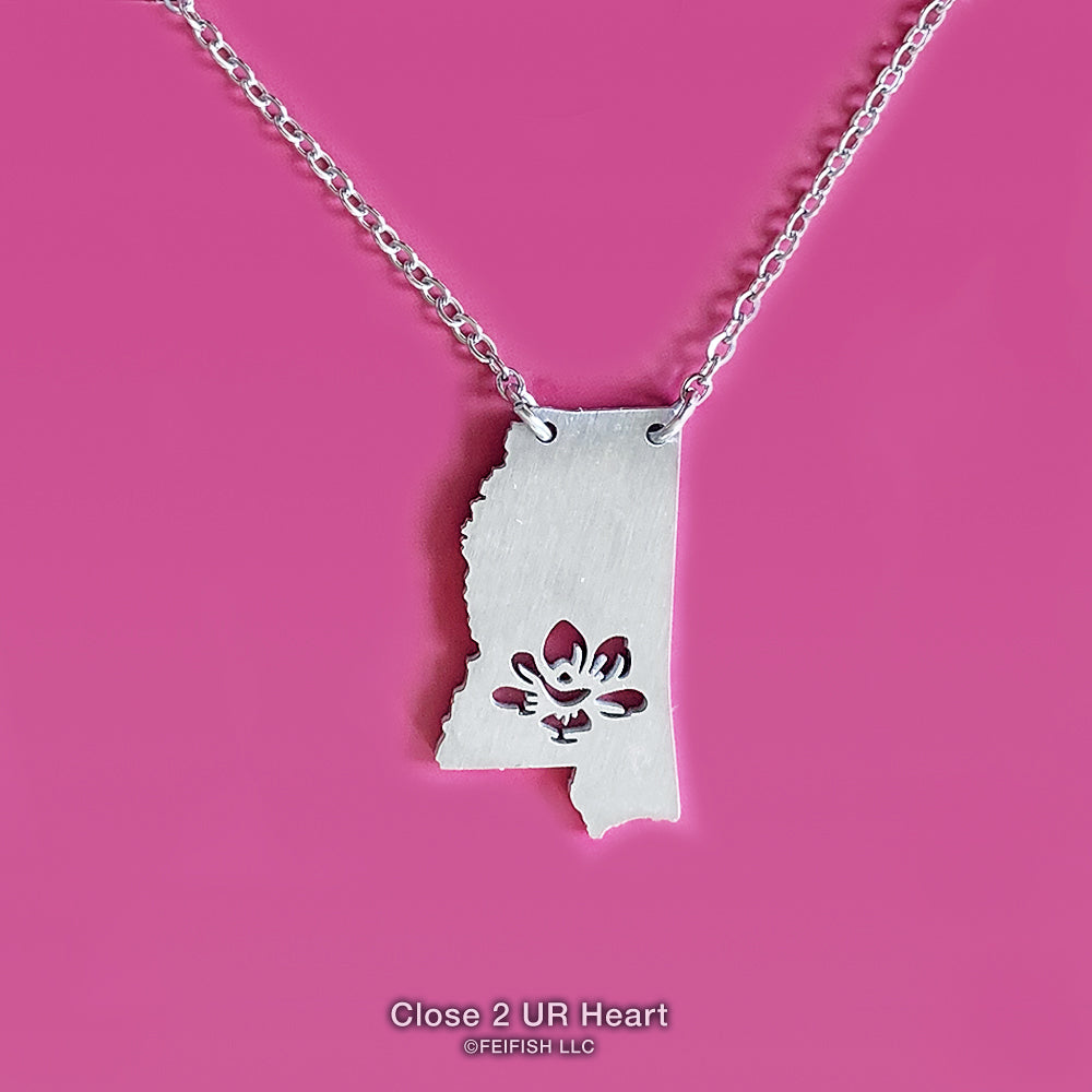 Mississippi State Map Necklace