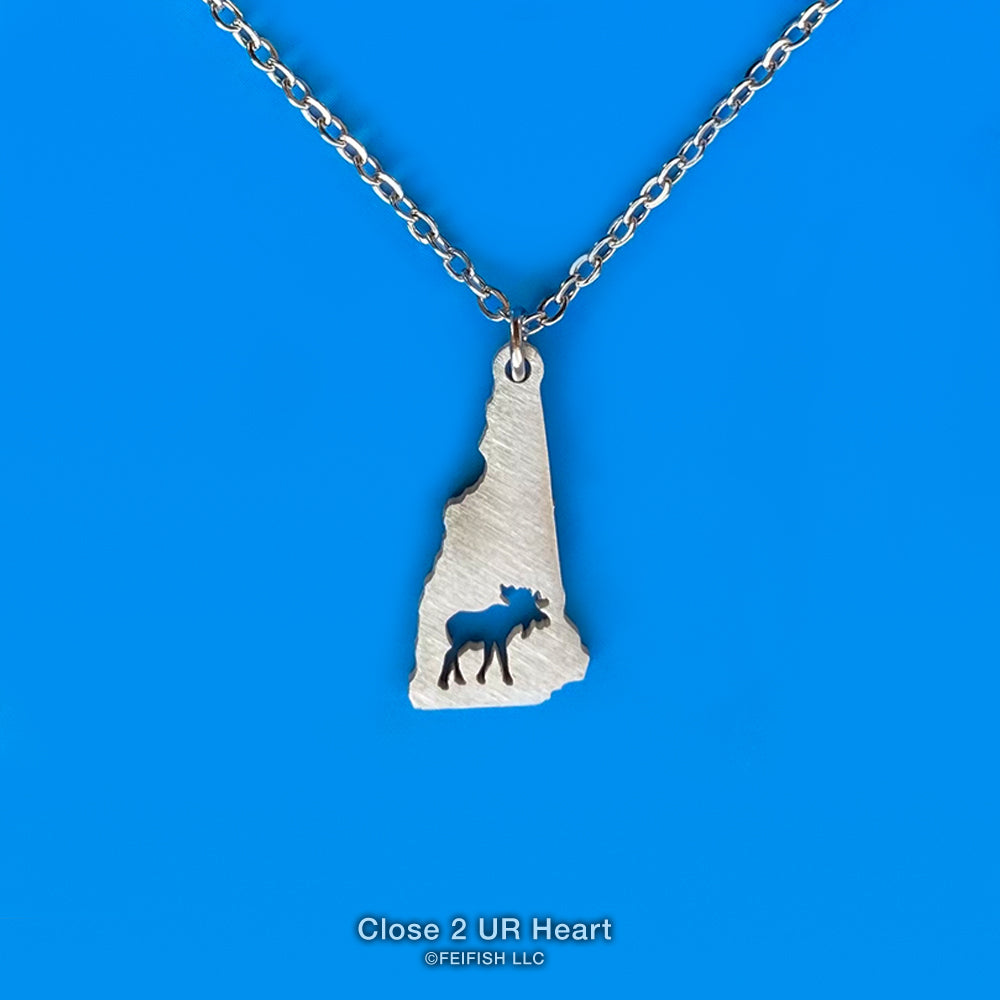 New Hampshire State Map Necklace