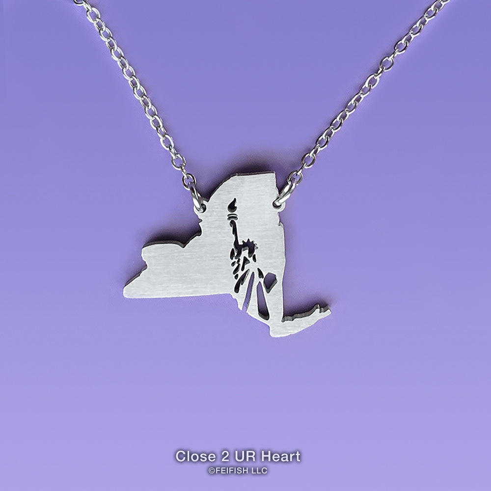 New York State Map Necklace by Close 2 UR Heart