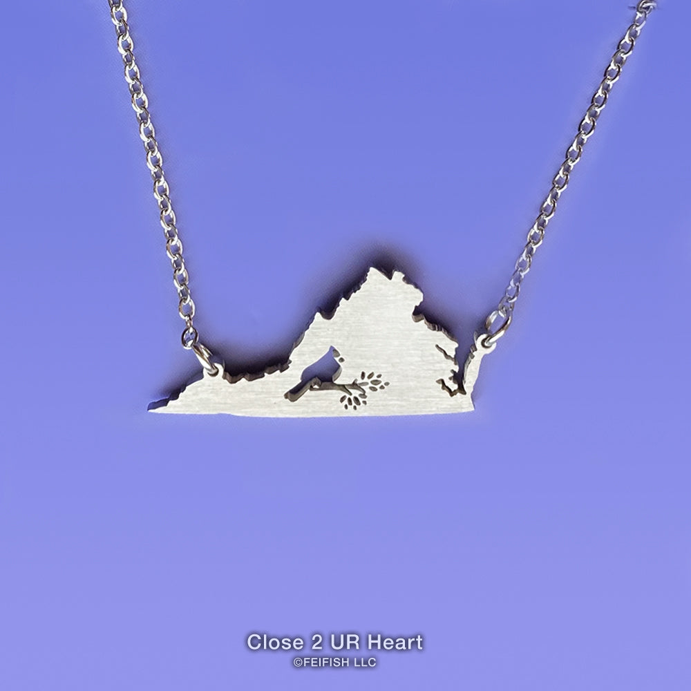 Virginia State Map Necklace by Close 2 UR Heart