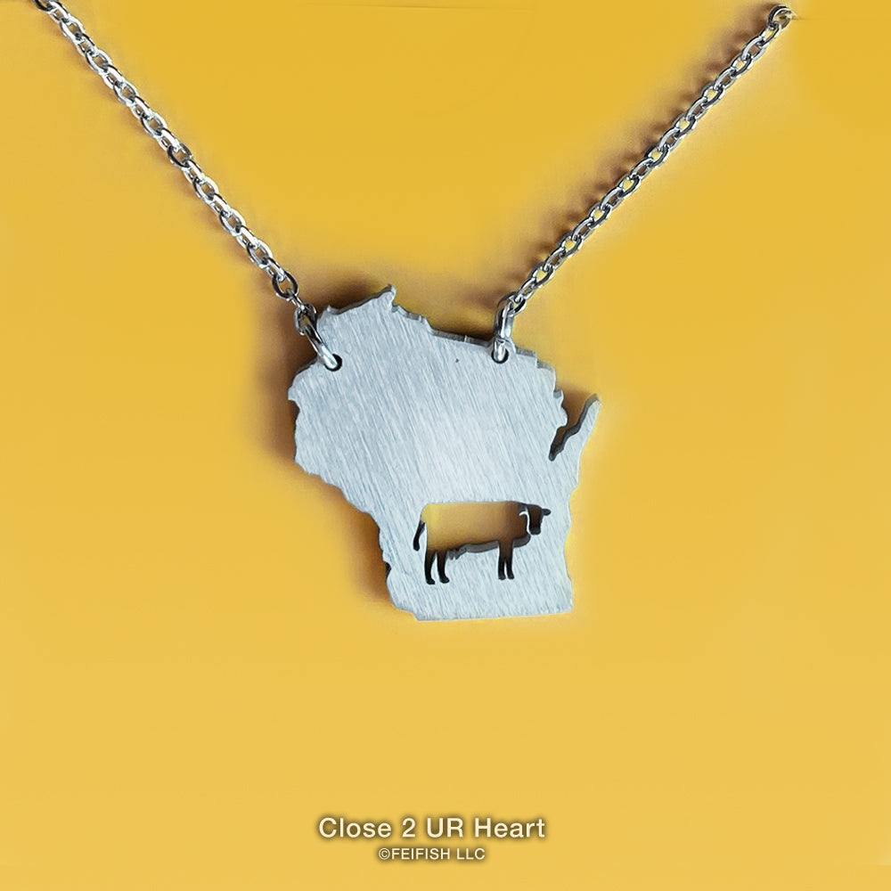 Wisconsin State Map Necklace by Close 2 UR Heart