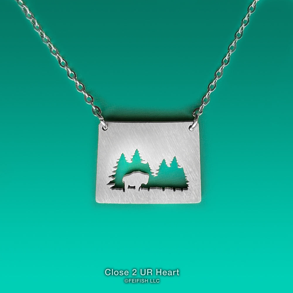 Wyoming State Map Necklace by Close 2 UR Heart